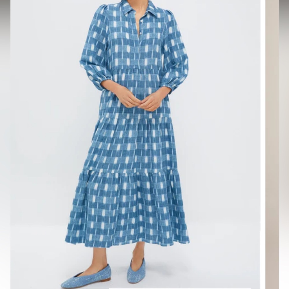 Pomander place blue Ikat maxi dress size XS